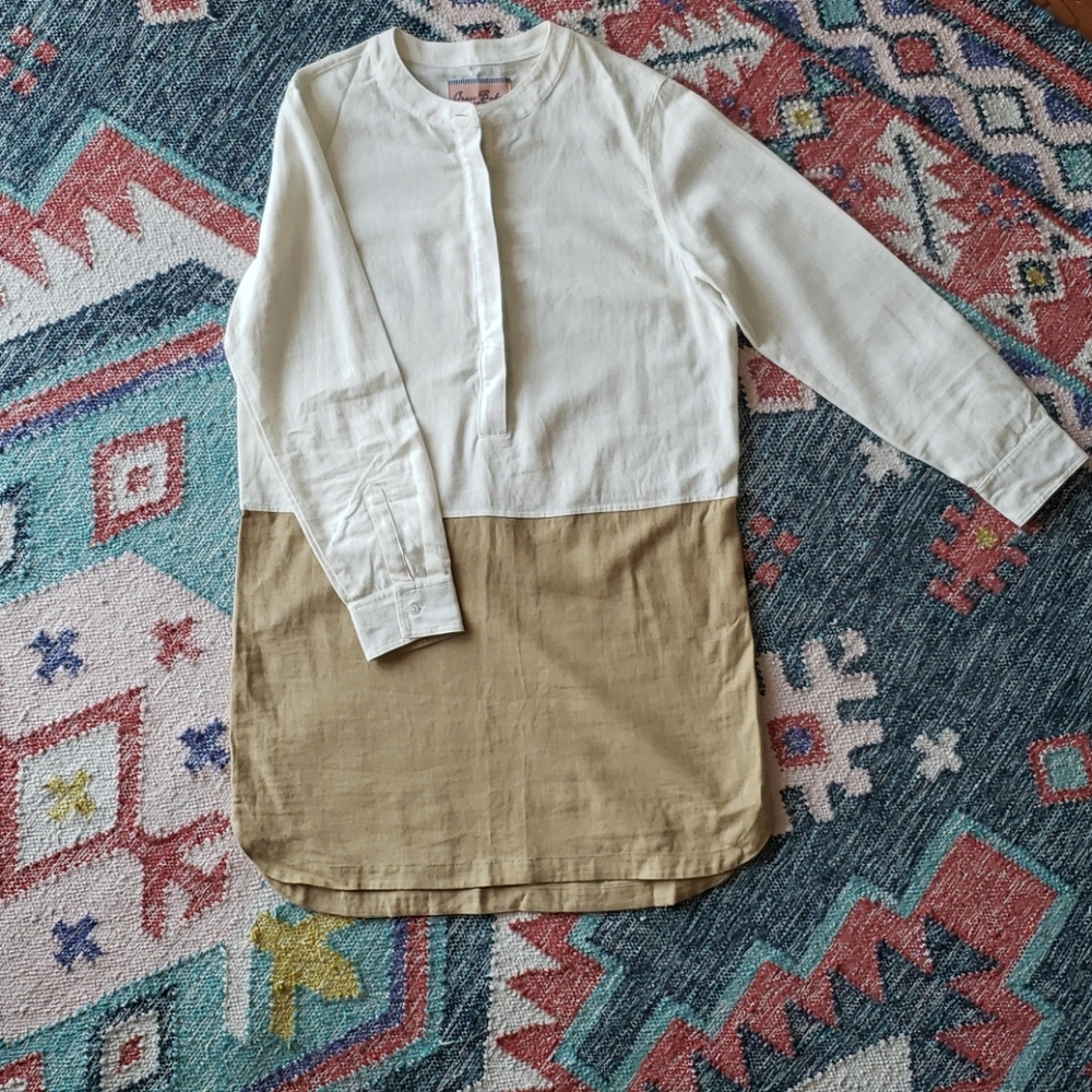 Colorblock cotton / linen dress